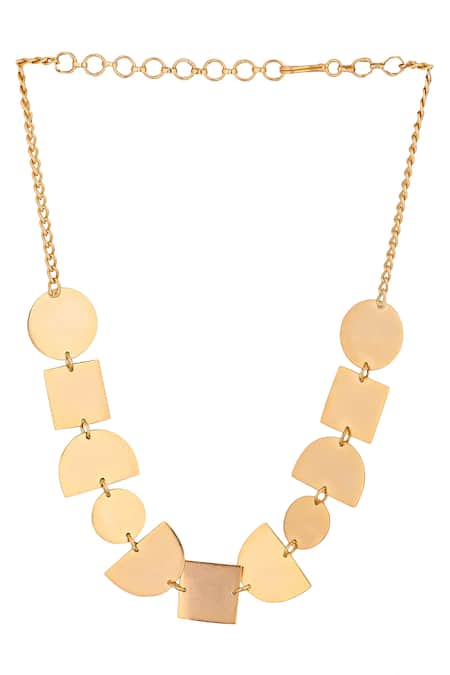 Zohra Gold Geometric Cutwork Choker 