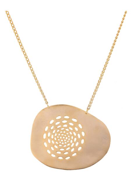 Zohra_Gold Plated Handcrafted Pendant Necklace _Online_at_Aza_Fashions