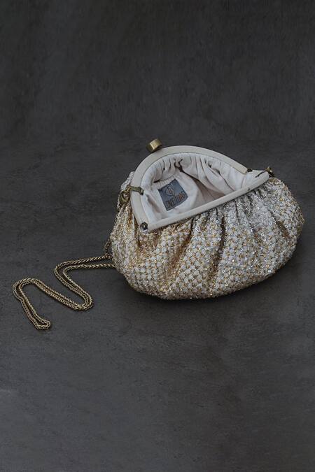 Shop Lovetobag Gold Beads Zoya Crystal Embellished Clutch Online at Aza Fashions Shop_Lovetobag_Gold Beads Zoya Crystal Embellished Clutch _Online_at_Aza_Fashions