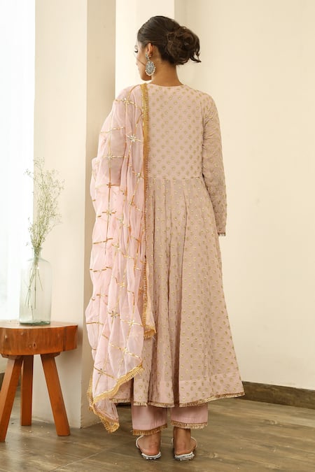 Shop Gulabo Jaipur Pink Chiffon, Georgette Gota , Thread Zuri Embroidered Anarkali Set at Aza Fashions Shop_Gulabo Jaipur_Pink Chiffon, Georgette Gota , Thread Zuri Embroidered Anarkali Set _at_Aza_Fashions