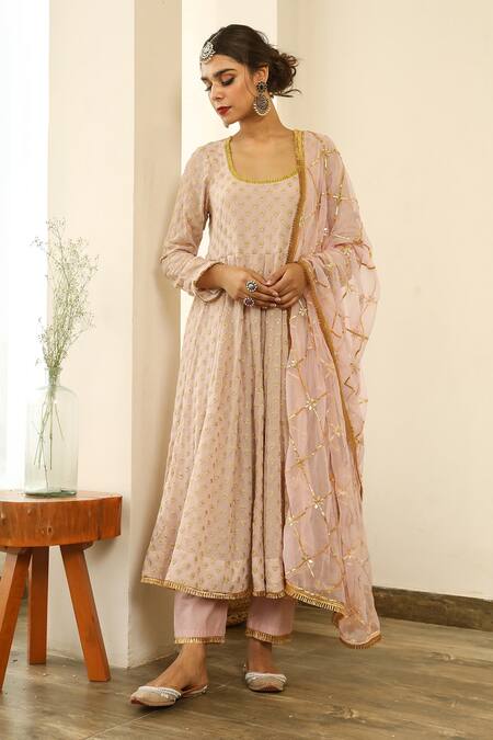Gulabo Jaipur Pink Chiffon, Georgette Gota , Thread Zuri Embroidered Anarkali Set Online at Aza Fashions Gulabo Jaipur_Pink Chiffon, Georgette Gota , Thread Zuri Embroidered Anarkali Set _Online_at_Aza_Fashions