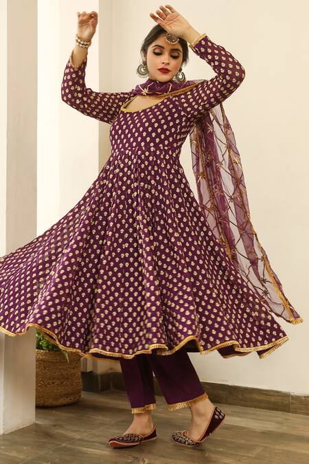 Buy Gulabo Jaipur Purple Chiffon, Georgette Gota , Thread Zuri Embroidered Anarkali Set Online at Aza Fashions Buy_Gulabo Jaipur_Purple Chiffon, Georgette Gota , Thread Zuri Embroidered Anarkali Set _Online_at_Aza_Fashions