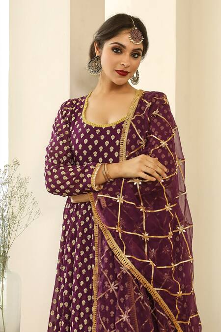 Shop Gulabo Jaipur Purple Chiffon, Georgette Gota , Thread Zuri Embroidered Anarkali Set Online at Aza Fashions Shop_Gulabo Jaipur_Purple Chiffon, Georgette Gota , Thread Zuri Embroidered Anarkali Set _Online_at_Aza_Fashions
