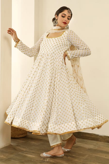 Buy Gulabo Jaipur White Chiffon, Georgette Gota , Thread Zuri Embroidered Anarkali Set Online at Aza Fashions Buy_Gulabo Jaipur_White Chiffon, Georgette Gota , Thread Zuri Embroidered Anarkali Set _Online_at_Aza_Fashions