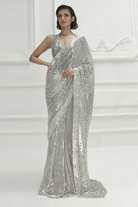 Sequin Embroidered Saree with Blouse