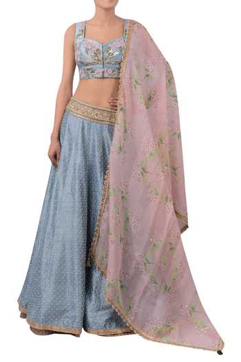 Twinning in Heavy Embroidered Top with Stunning 3d Cutwork Petals and Lehenga and Kurta Pyjama