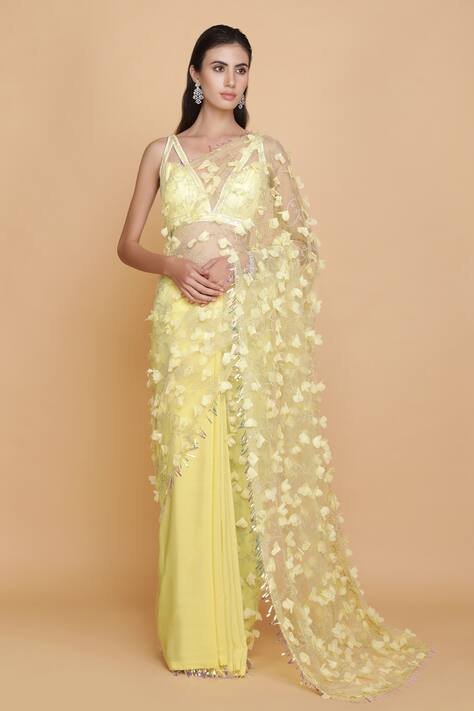 Floral Embroidered Saree with Blouse