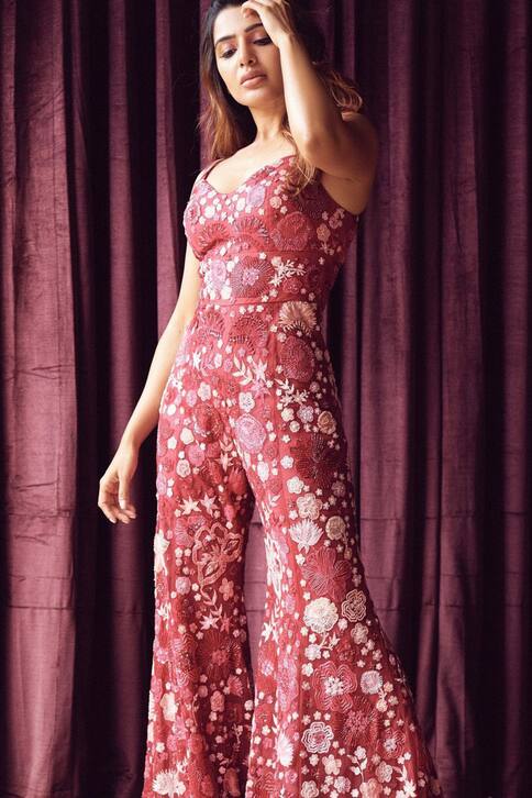 Embroidered Bell Bottom Jumpsuit