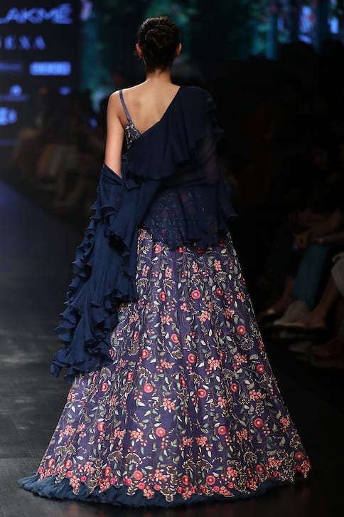 gown with ruffle dupatta