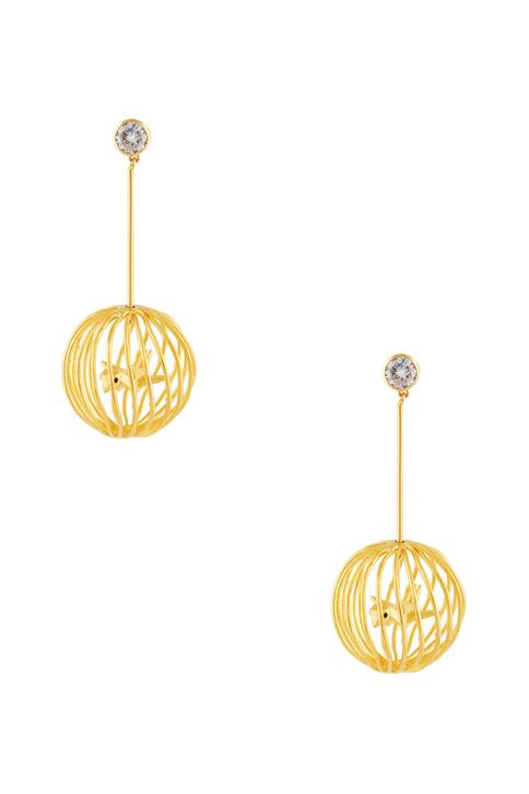 Gold plated earrings with birdcage motif