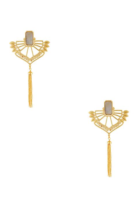 Gold long tassel earrings  
