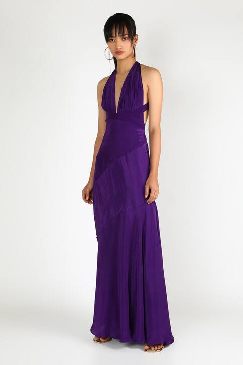 Panelled Halter Gown