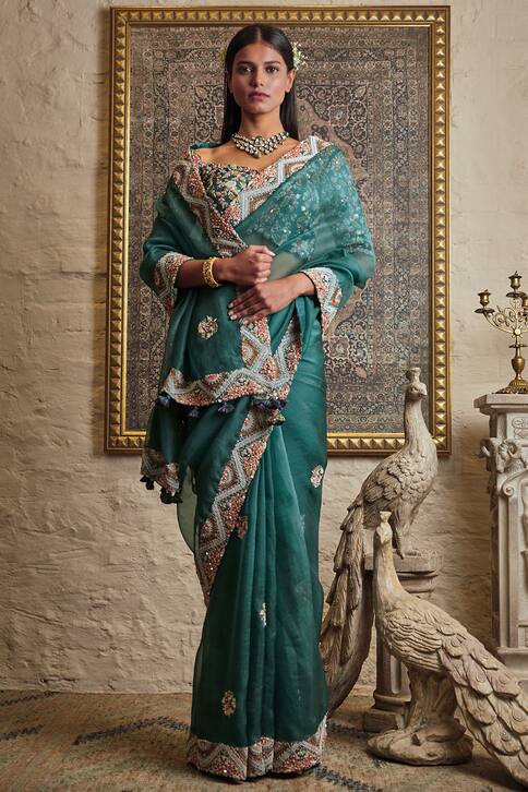 Silk Saree With Embroidered Blouse