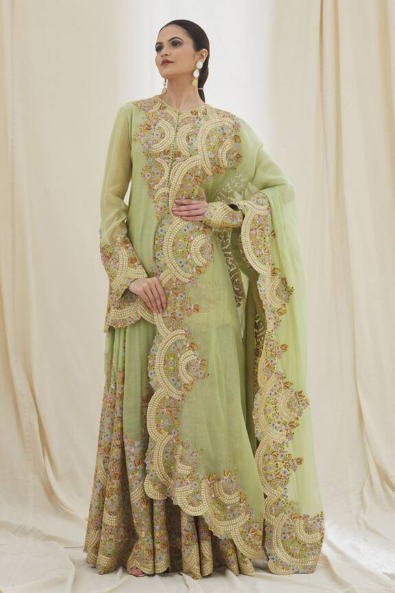 Anamika Khanna Floret Embroidered Kurta Sharara Set