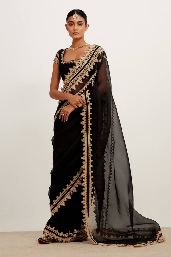 Devnaagri Embroidered Georgette Organza Saree With Blouse