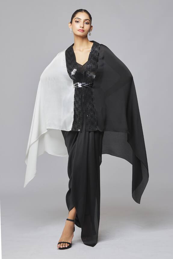 Amit Aggarwal Colorblock Cape With Inner