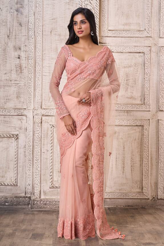 Ariyana Couture Scallop Embroidered Border Saree With Blouse