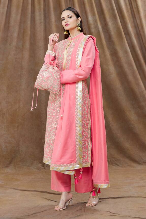 Aiman Leaf Embroidered Kurta Palazzo Set