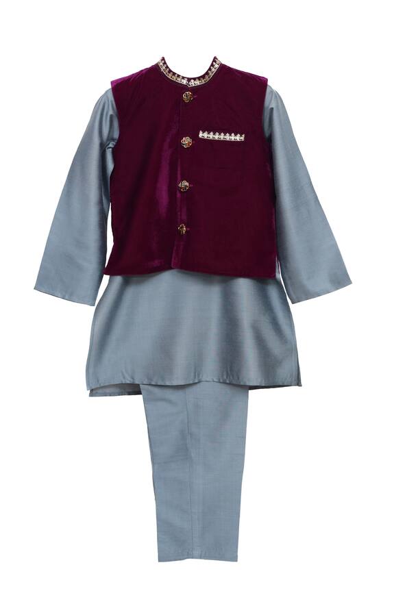 Minime Organics Velvet Bundi & Kurta Set