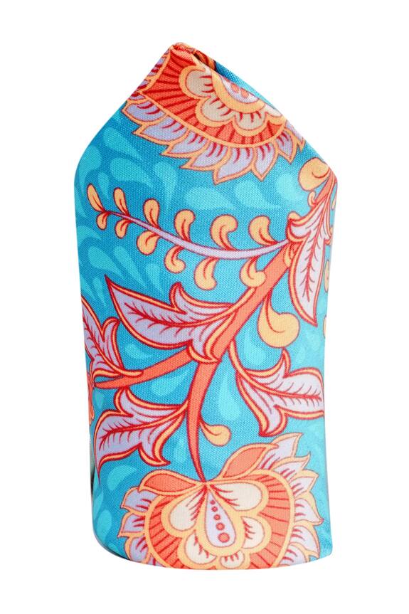 Tossido Floral & Peacock Print Pocket Square