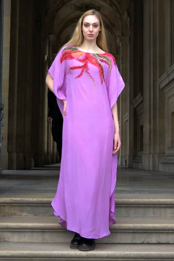 Seesa Leaf Applique Work Kaftan