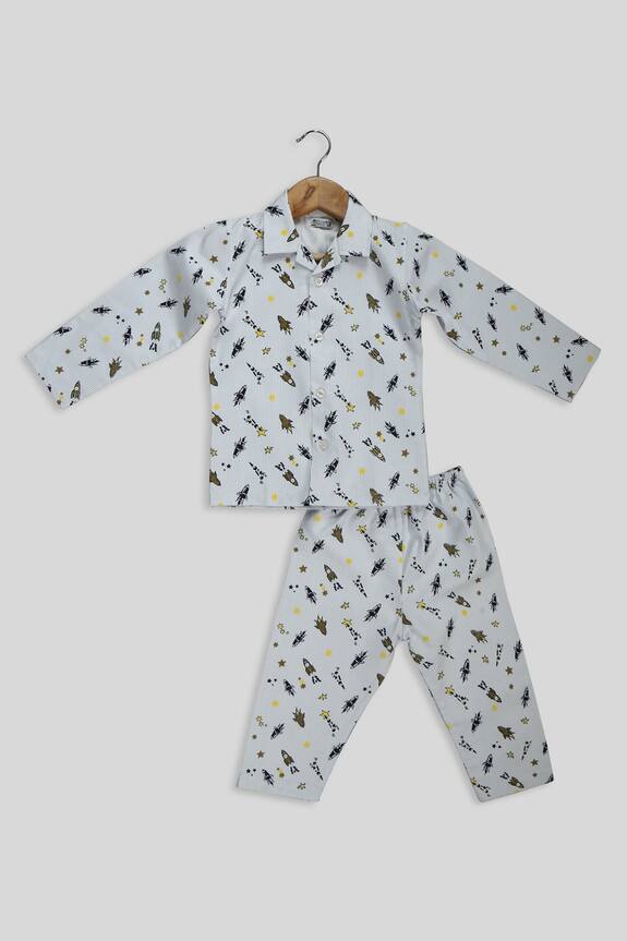 Champscloset Rocket Print Shirt & Pyjama Set
