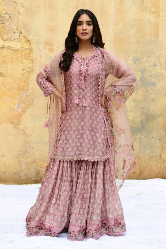 Niti Bothra Chandrakala Print Short Kurta Sharara Set