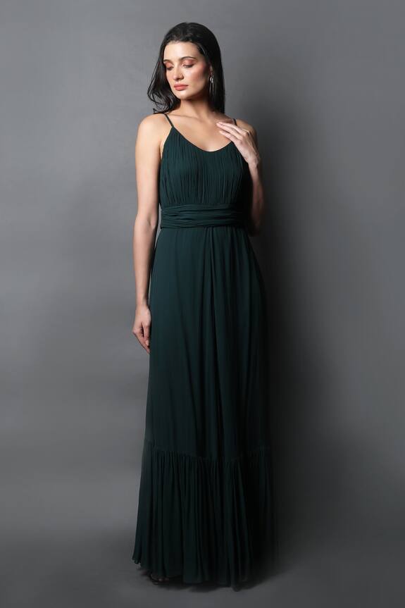 Swatee Singh Strappy Ruched Gown