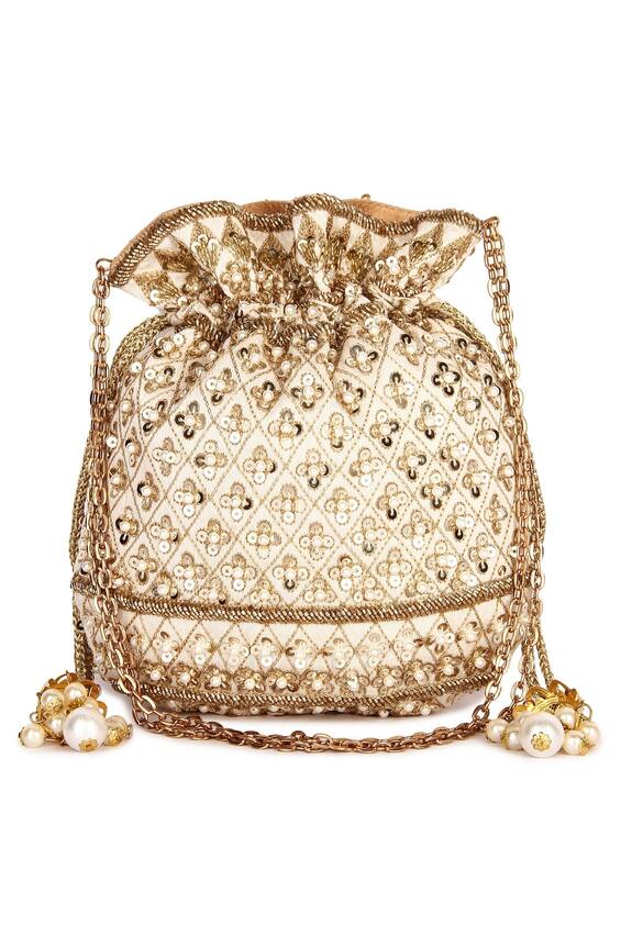 The Purple Sack Checkered Embroidered Potli