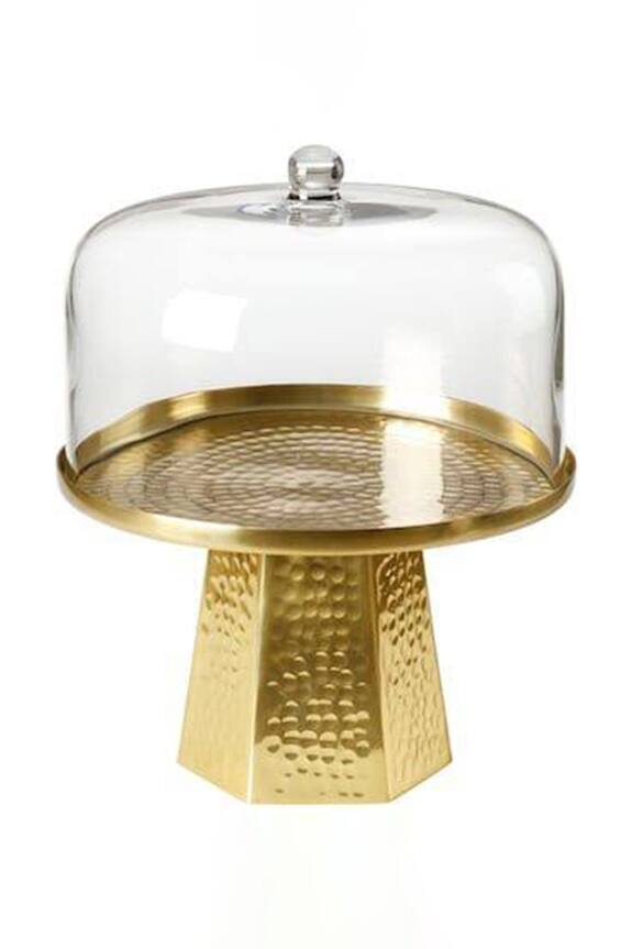 S.G. Home Hammered Cake Stand With Glass Cloche