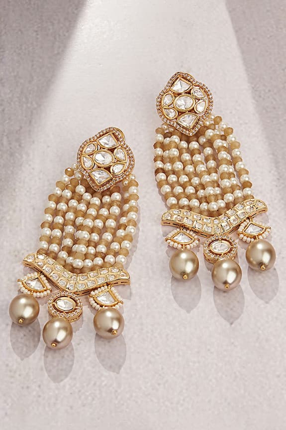 joules by radhika Kundan & Polki Embellished Chandelier Earrings