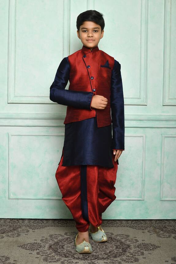 Adara Khan Solid Asymmetric Overlap Nehru Jacket