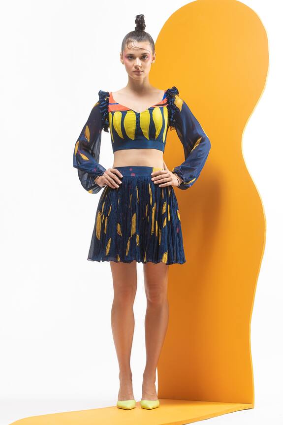 Nautanky Printed Crop Top & Short Skirt Set