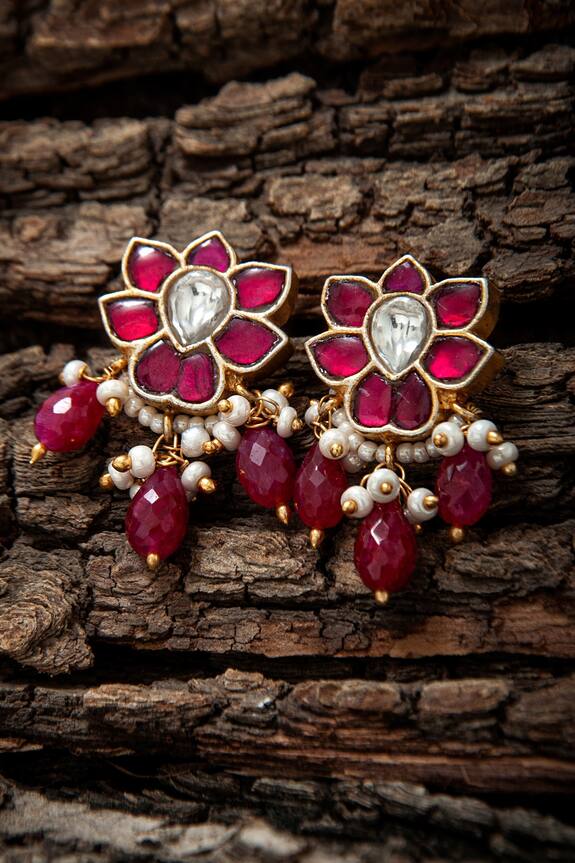 Neeta Boochra Floral Kundan Earrings