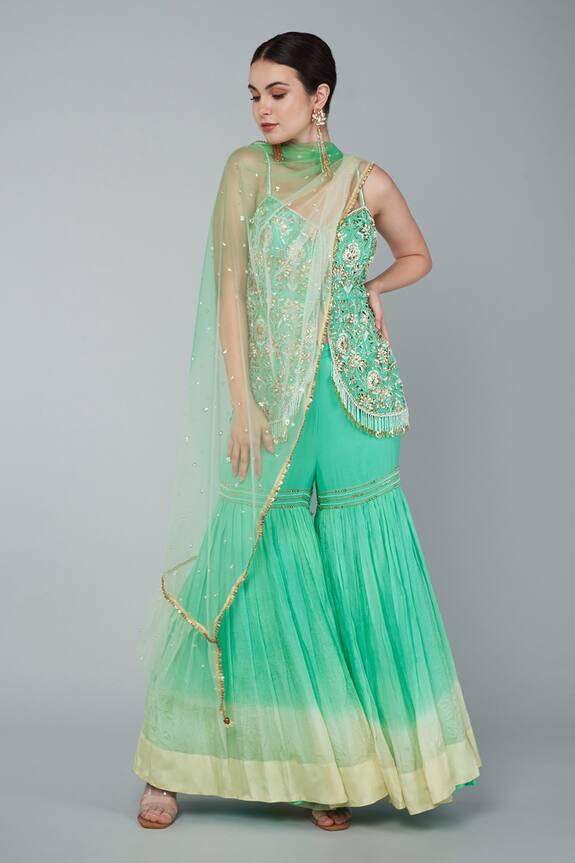 Keith Gomes Bead Embroidered Tunic Gharara Set