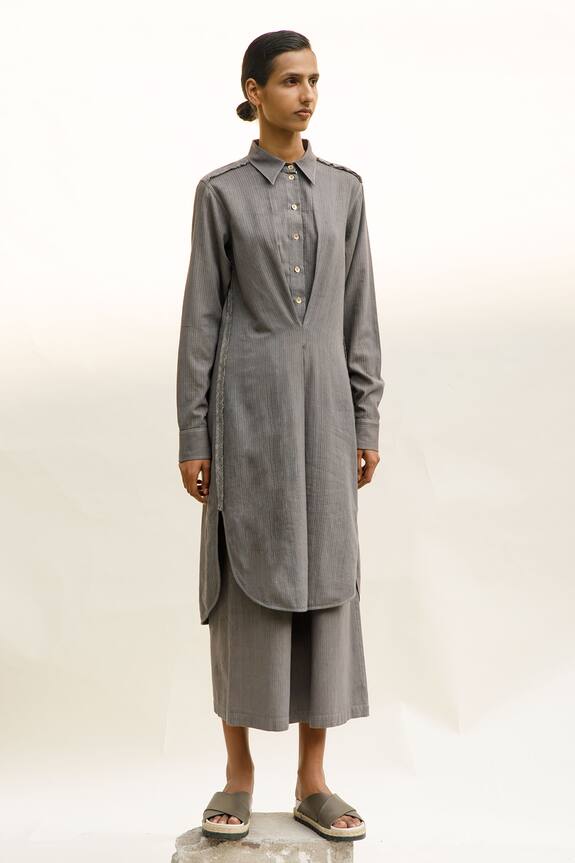 Urvashi Kaur Misa Stripe Pattern Shirt Dress
