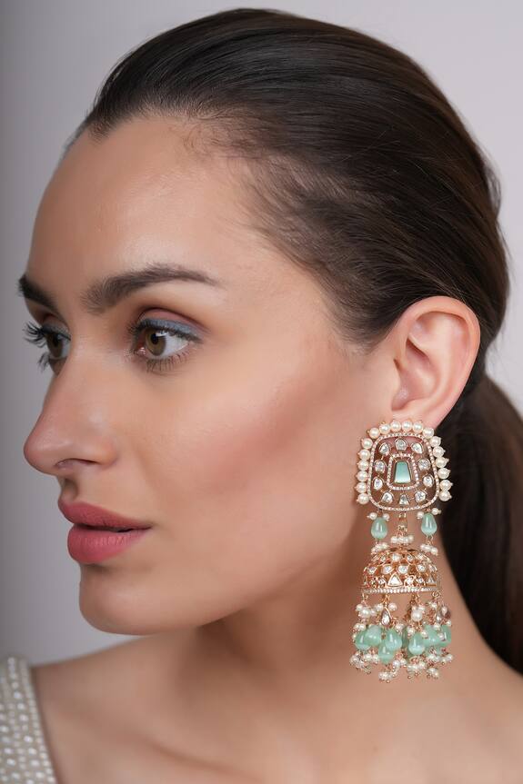 Ekathva Jaipur Sugra Polki Embellished Jhumkas