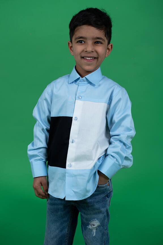 Little Boys Closet by Gunjan Khanijou Full Sleeved Color Block Shirt