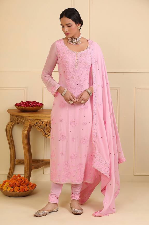Esha Koul Floral Chikankari Work Kurta Set