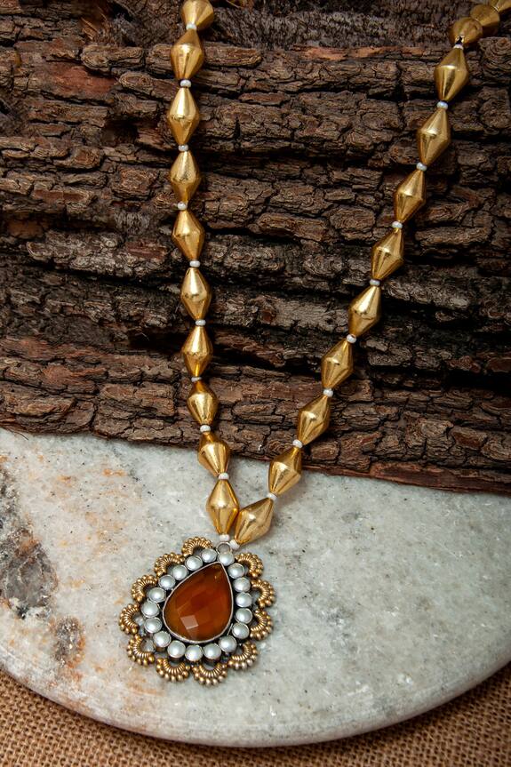 Neeta Boochra Carnelian Stone Beaded Necklace