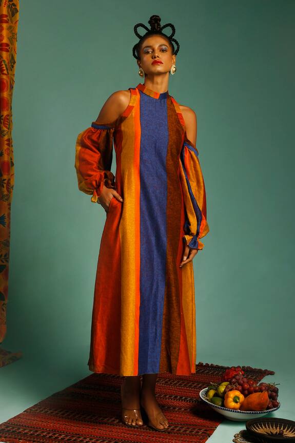 Shristi Chetani Chanderi Striped Dress