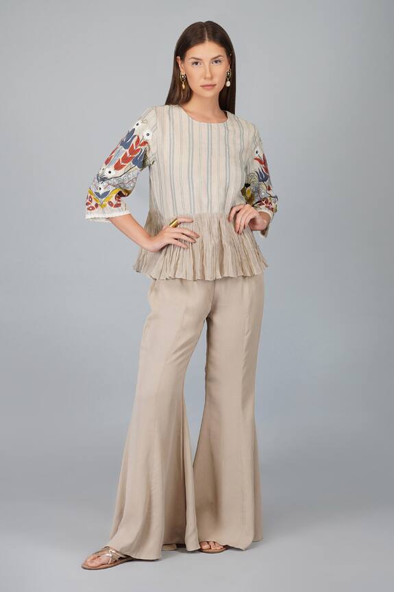 Devyani Mehrotra Flower Applique Sleeves Top