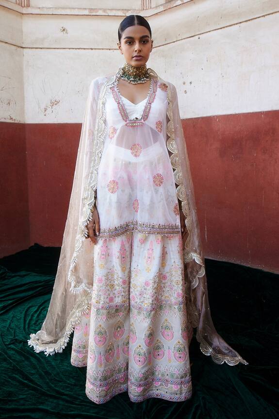 Aditi Gupta Woven Vintage Pattern Sharara Kurta Set