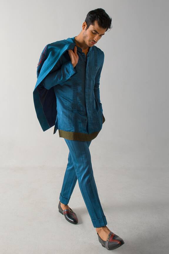 Jatin Malik Linen Silk Pintuck Trouser