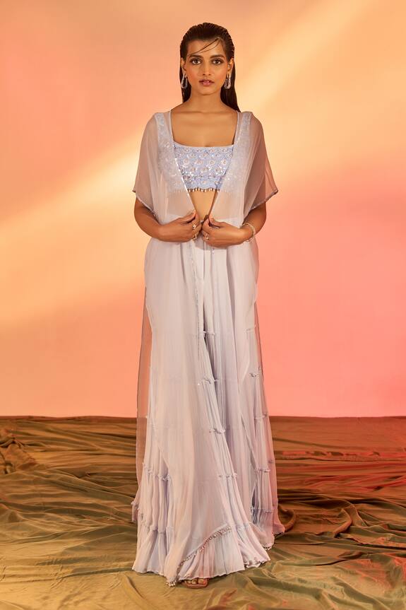 J by Jannat Sheer Cape Layered Sharara Set