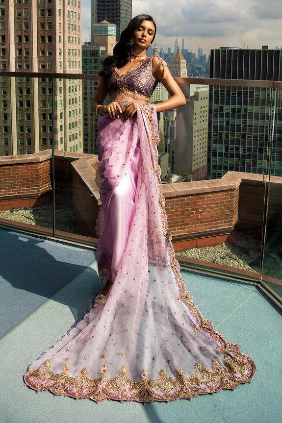 Aashima Behl Zari Embroidered Saree With Blouse
