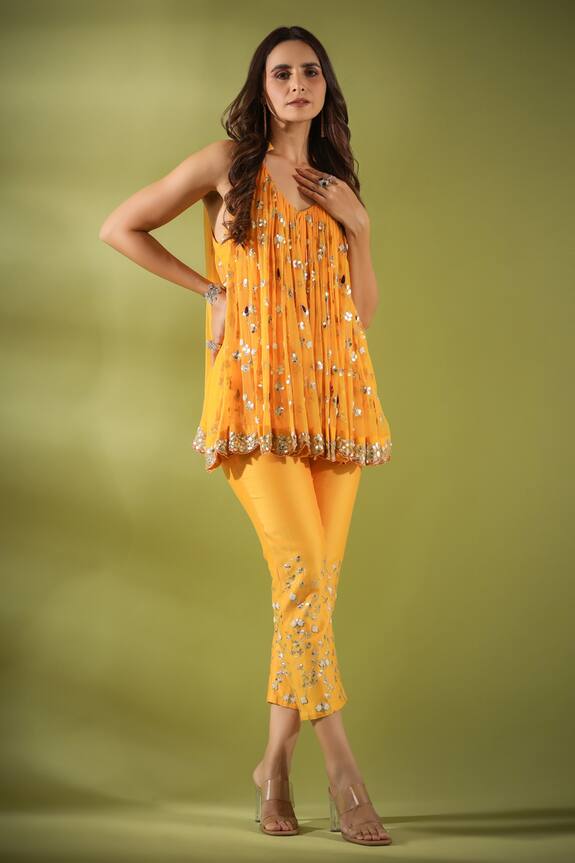 Pallavi Jaipur Gota Embroidered Tunic & Pant Set