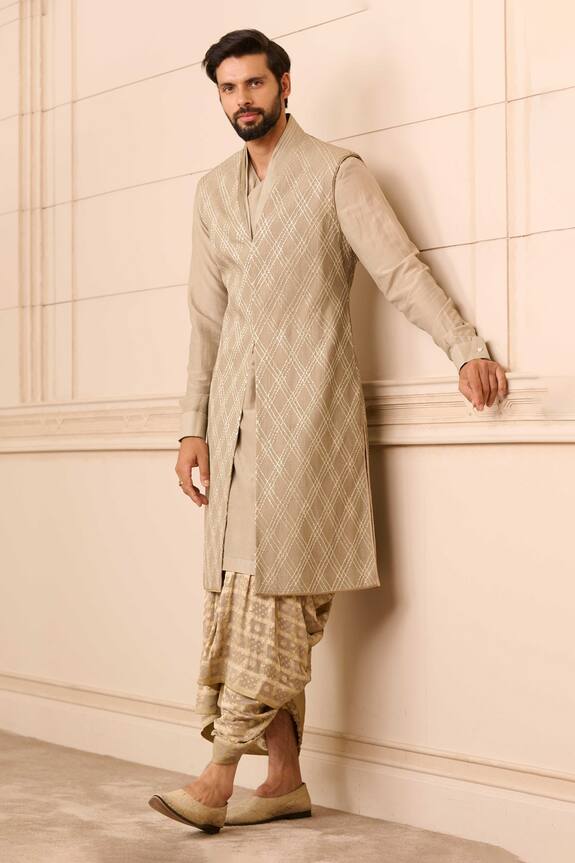Tarun Tahiliani Textured Sherwani & Dhoti Pant Set