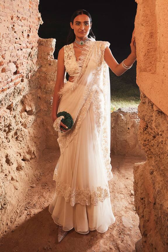 Ridhi Mehra Ploma Embroidered Saree With Net Blouse