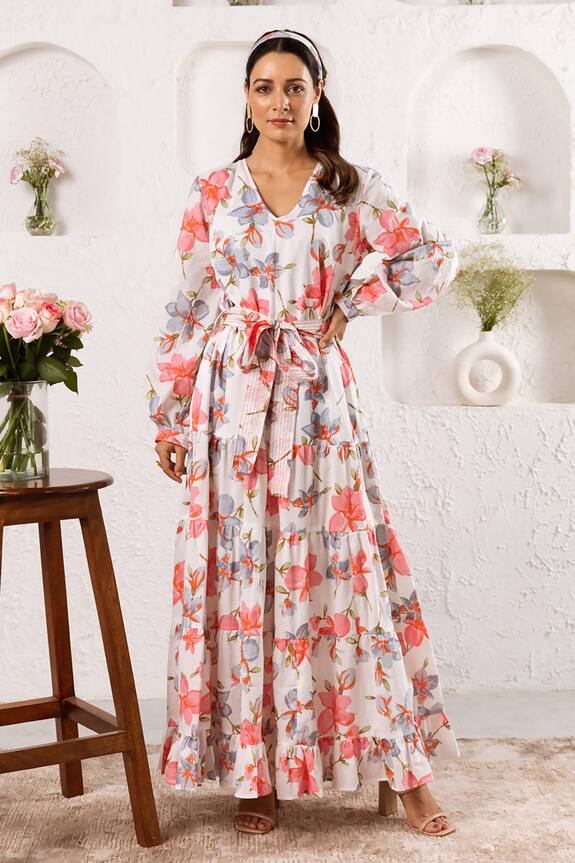 Rivaaj Clothing Floral Print Maxi Dress